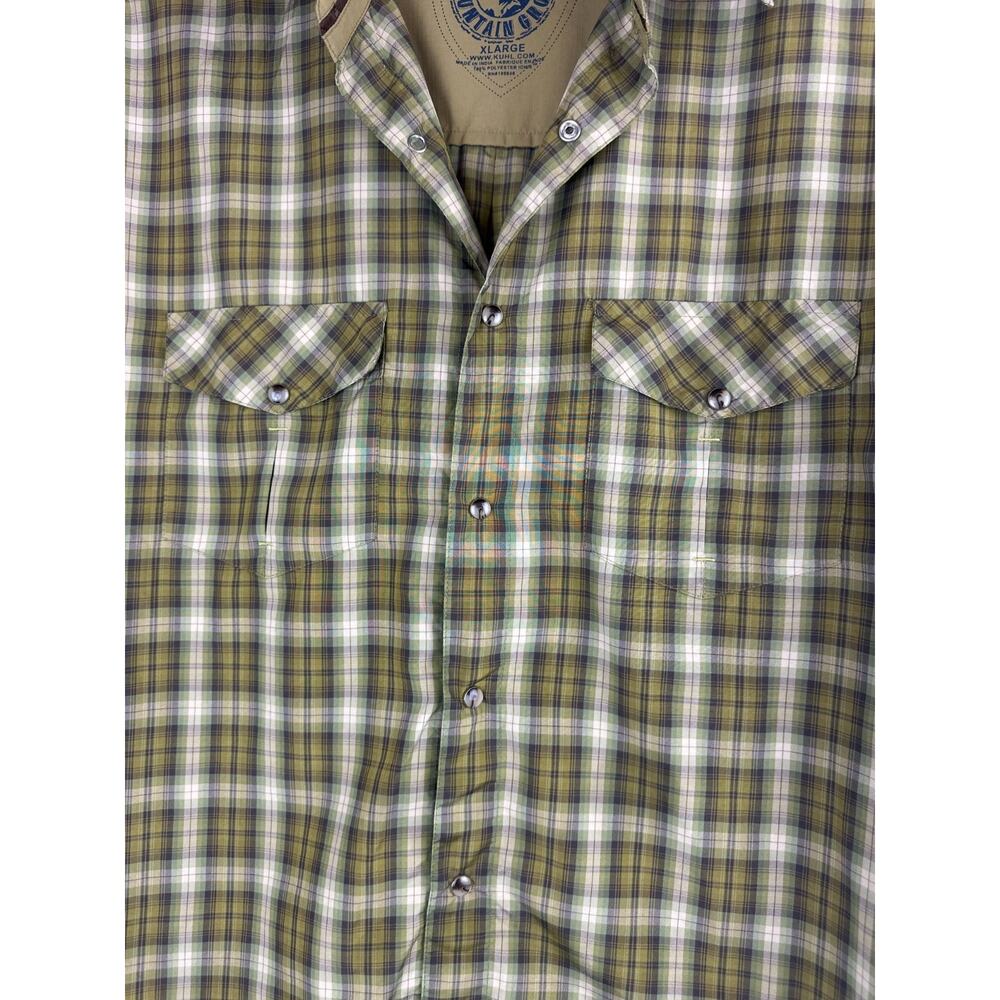 Kuhl Mountain Grown Outdoor Short Sleeve Green Plaid Pearl Snap Shirt Men's XL - Picture 4 of 9